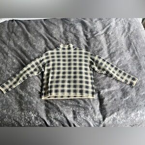 Ann Taylor plaid pullover black and cream sweater - Size S